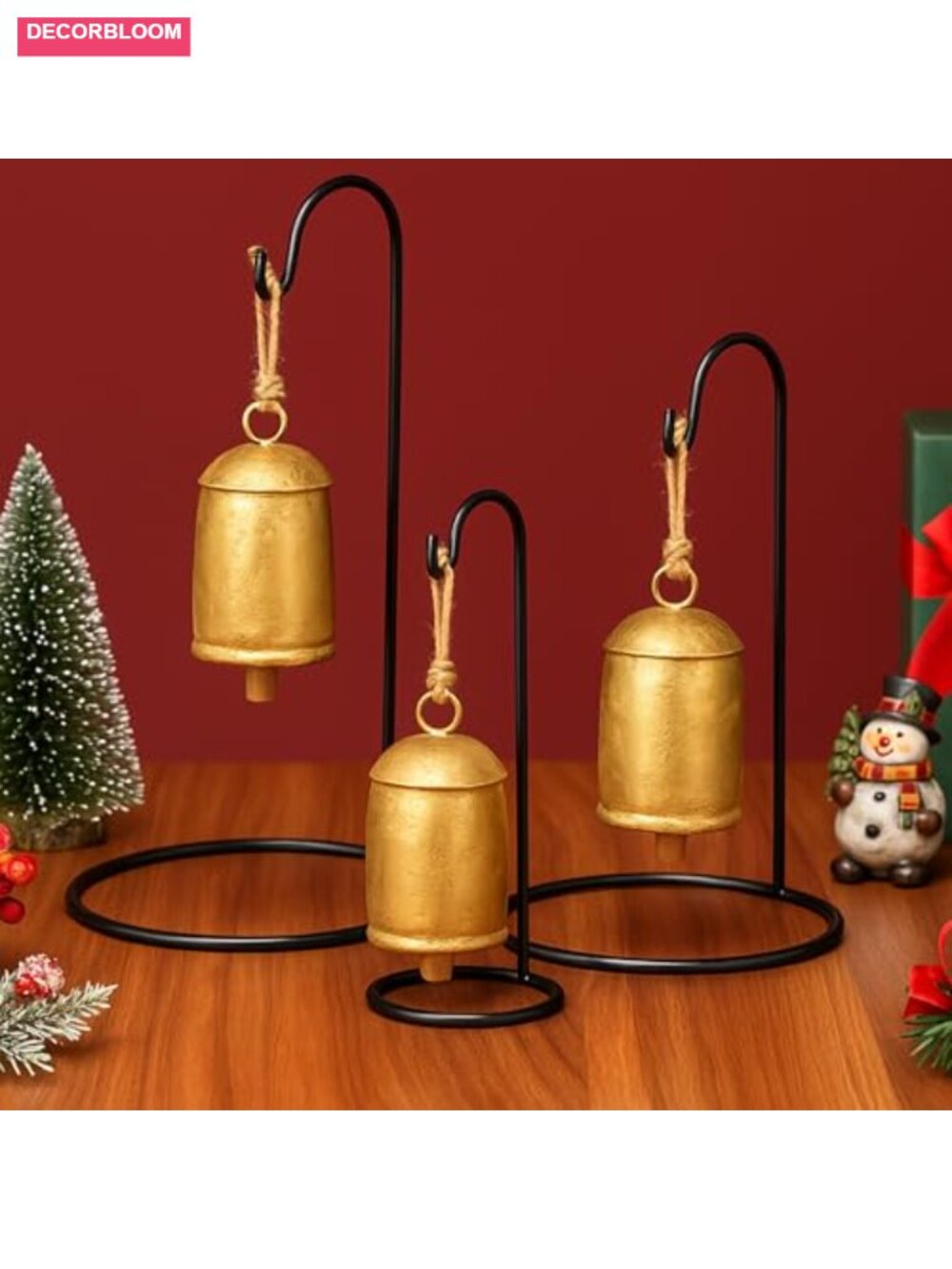 3 Pc Iron Ornament Display Stands Hooks Tabletop Christmas Decor Holders
